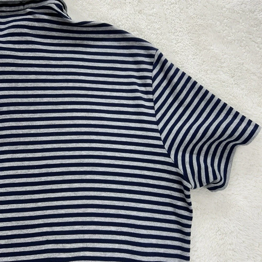 Polo Ralph Lauren Polo Shirt Men's L Gray/Blue Striped Stretchy Soft Check Meas.